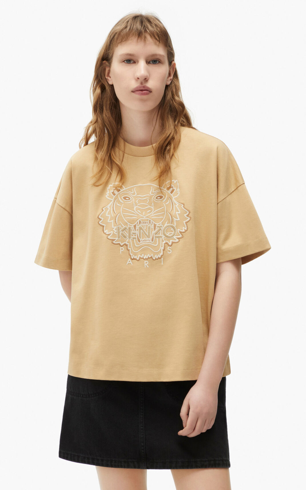 Kenzo Tiger boxy T-shirts Dame - MørkeBeige DK-749816